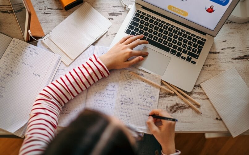 Student working on their laptop